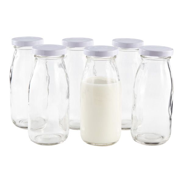 8 oz. Glass Milk Bottles Pkg/6 | The Container Store