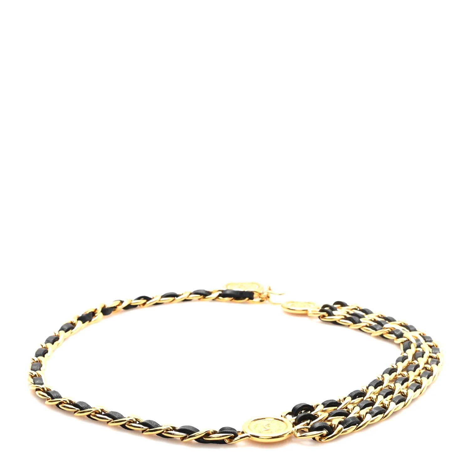 Lambskin Chain CC Medallion Belt Black Gold | FASHIONPHILE (US)