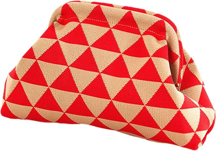 DIHKLCIO Clutch Purses for Women 2026 Summer Beach Woven Crochet Bag Dumpling Striped Ruched Clou... | Amazon (US)