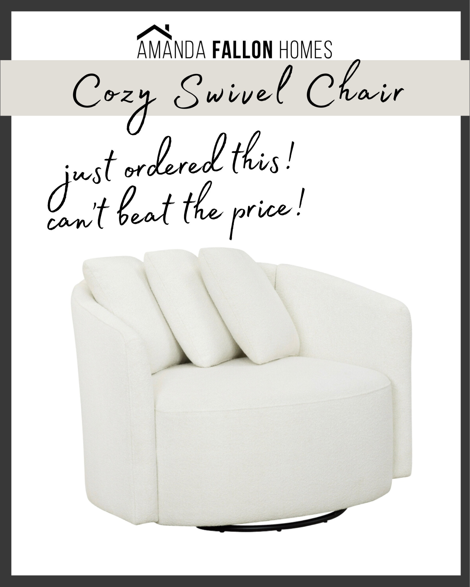 Cozy swivel chair. Amazing price! #walmart #walmarthome #swivelchair #ivorychair #beigechair

#LTKhome #LTKGiftGuide