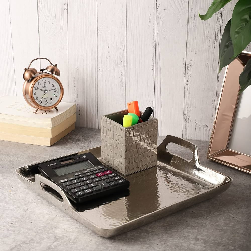 VOIDROP Aluminum Serving Tray with Handle. Decorative Serving Tray Food Storage Platters for Serv... | Amazon (US)