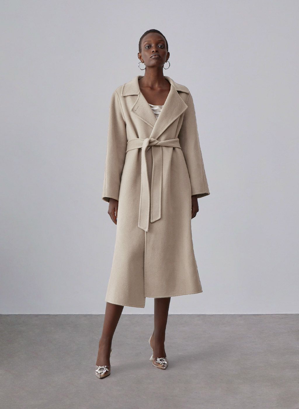 Maison Earth-Tone Belted Wool Coat | Silk Maison