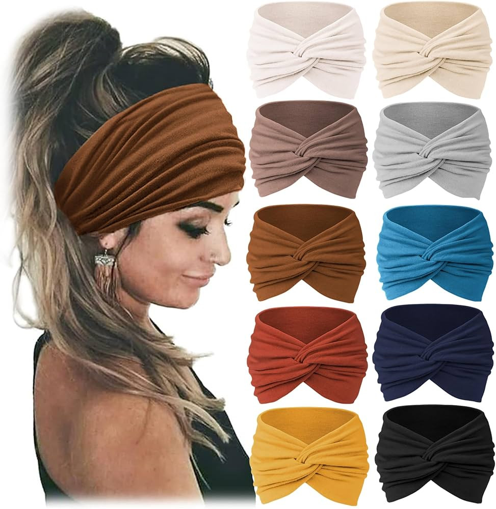 Jesries 10 PCS Women Headbands African Wide Hair Wrap Extra Turban Head Bands for Lady Large Spor... | Amazon (US)