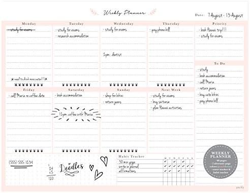 Peachly Desktop Weekly Planner Notepad | 60 Undated Tear-Off Pages | Schedule Daily To-Do Lists |... | Amazon (US)