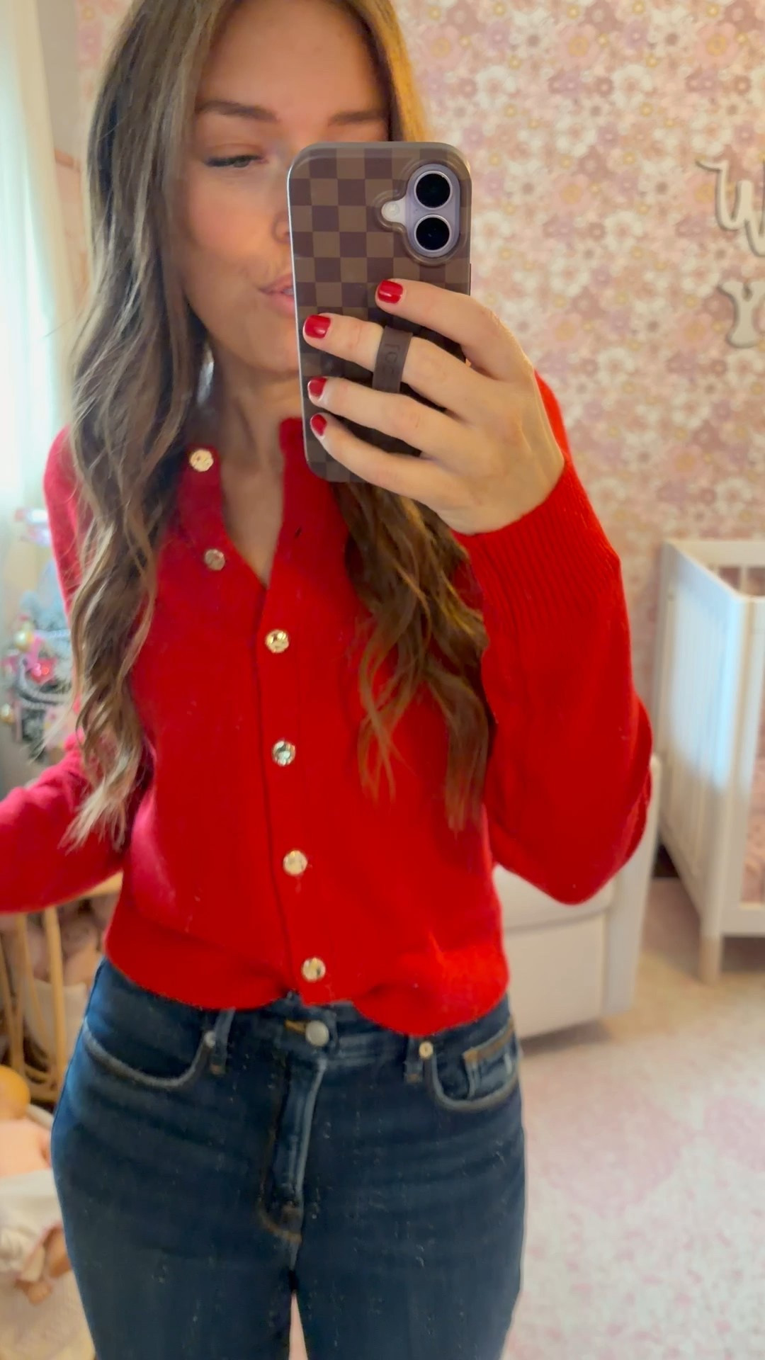 Wearing size M in cardigan. The prettiest red for Xmas 

#LTKCyberWeek #LTKHoliday #LTKStyleTip