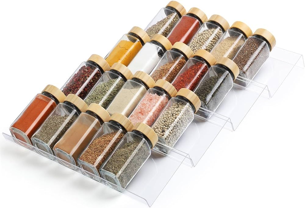 Suneerplay Spice Drawer Organizer 4 Tier, Acrylic Seasoning Organizer Rack, Clear Spice Rack Tray... | Amazon (US)