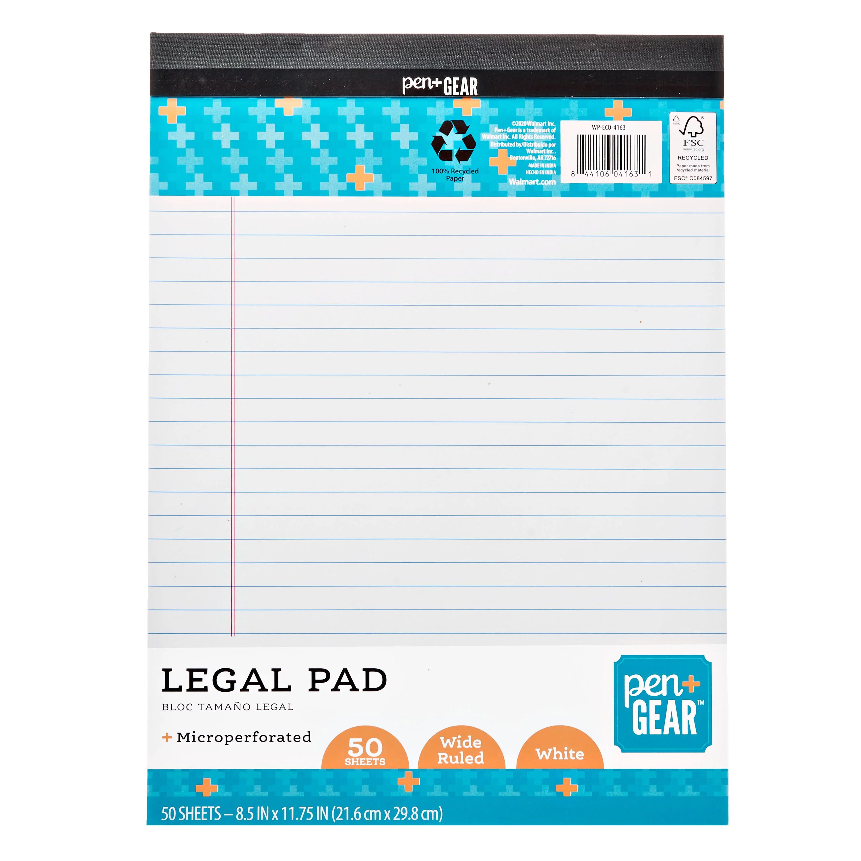 Pen + Gear Legal Pad, 8.5" x 11.75", 50 Sheets, Wide Ruled, White - Walmart.com | Walmart (US)