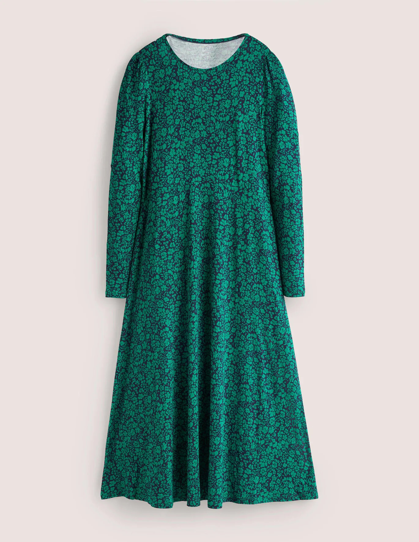 Crew Neck Jersey Midi Dress - Forest, Petal Bloom | Boden (US)