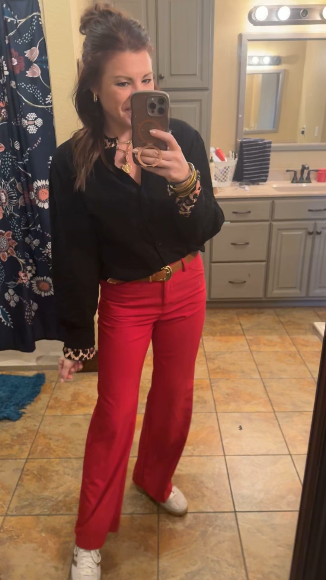  It your basic black button down! Add some flare with the mixed print! Teacher ootd. 
Wearing size smalls. 

Amazon | adidas | outfit inspo | style | spring fashion | valentine look 

#LTKValentine #LTKgrwm #LTKootd