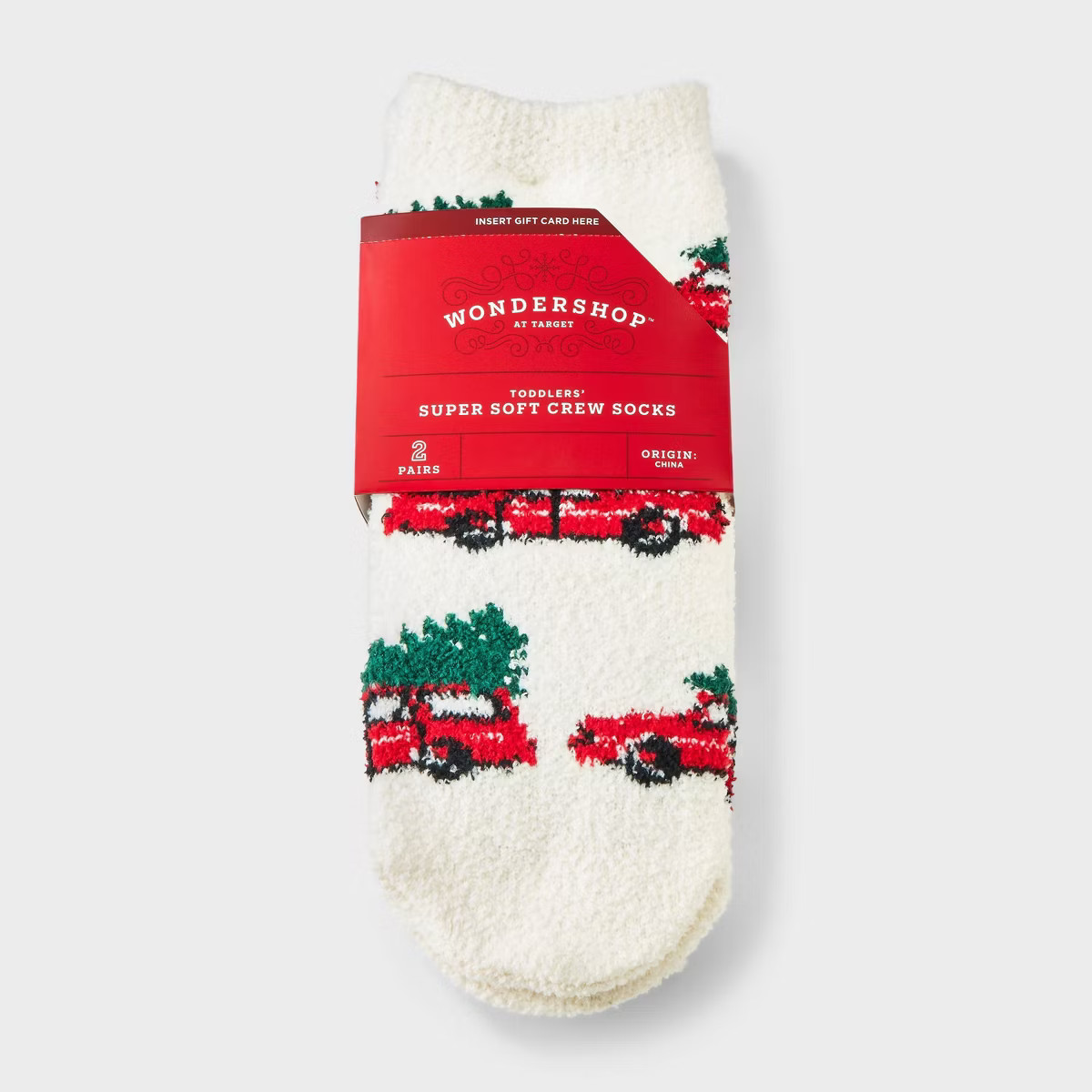 Toddler 2pk Cozy Christmas Car Tree & Checkered Crew Socks with Gift Card Holder - Wondershop™ ... | Target