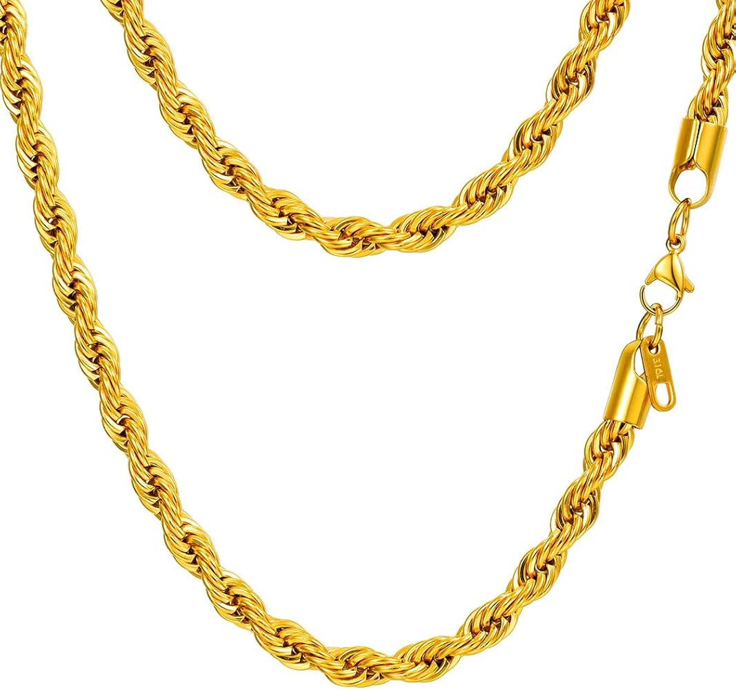 PROSTEEL Stainless Steel Chain Necklace for Men Women, Wheat Chain/Rope Chain/Box Chain, Black/Si... | Amazon (US)