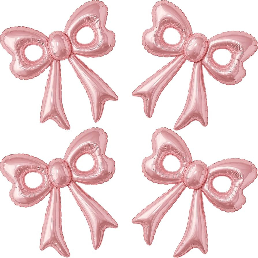 4 Pcs Pink Bow Balloons, 31”Huge Bow Aluminum Foil Balloons for Birthday, Baby Shower, Wedding,... | Amazon (US)