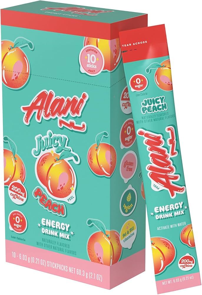 Alani Nu Juicy Peach Energy Sticks | Energy Drink Powder | 200mg Caffeine | Pre Workout Performan... | Amazon (US)