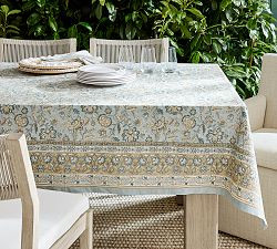 Brooke Block Print Cotton Tablecloth | Pottery Barn (US)