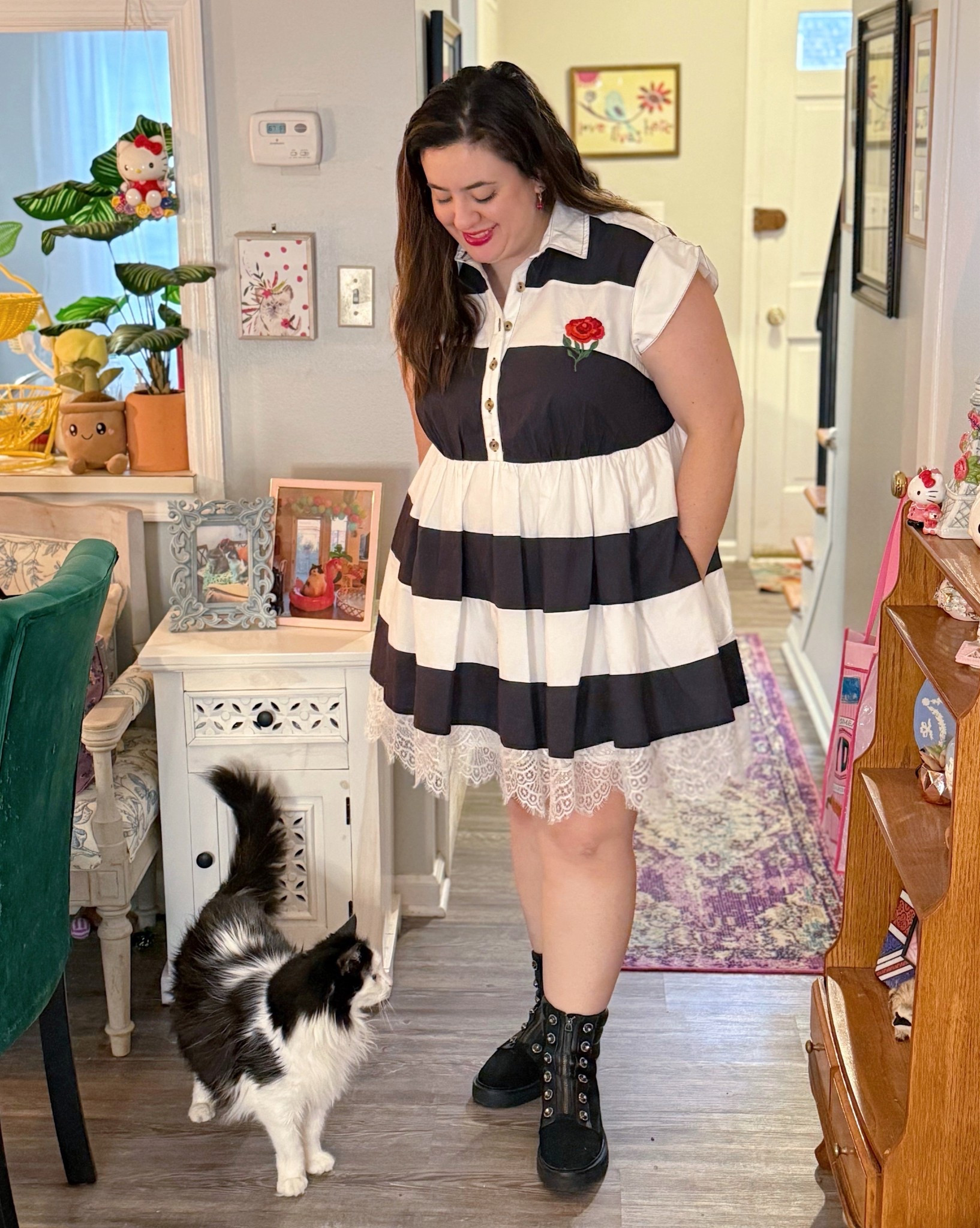 Black and white striped rugby shirt dress with lace hem 

#LTKSeasonal #LTKMidsize #LTKU