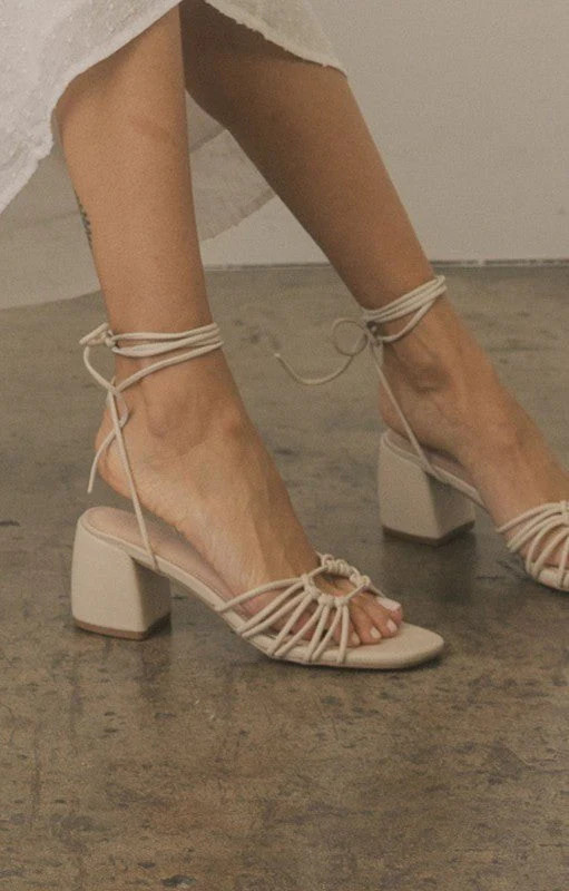 Knotted Lace Up Heel - Beige | Petal & Pup (US)