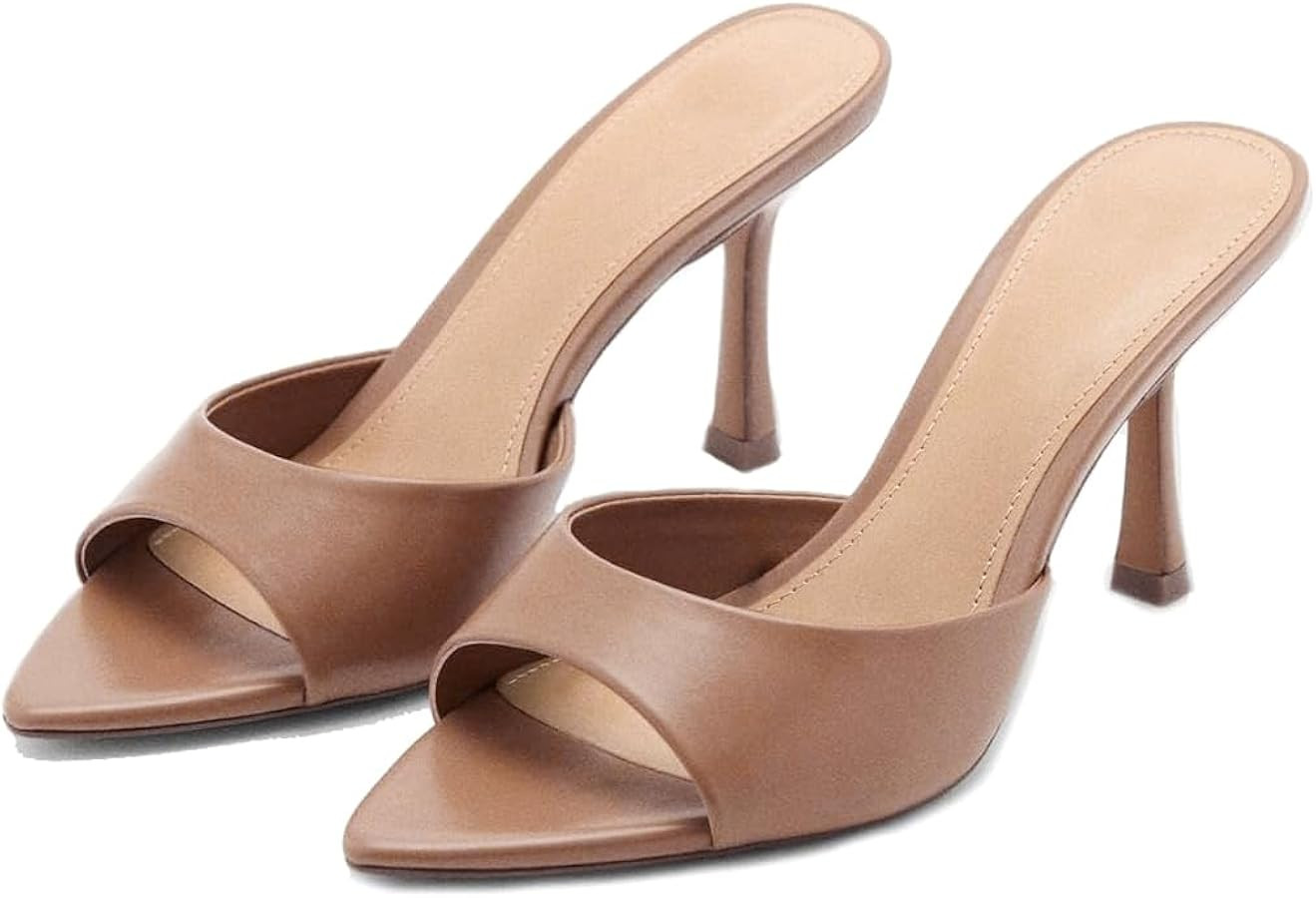Heeled Sandals For Women Pointed Open Toe High Heels Stiletto Pumps Mule Slip on Sexy Trendy Slin... | Amazon (US)