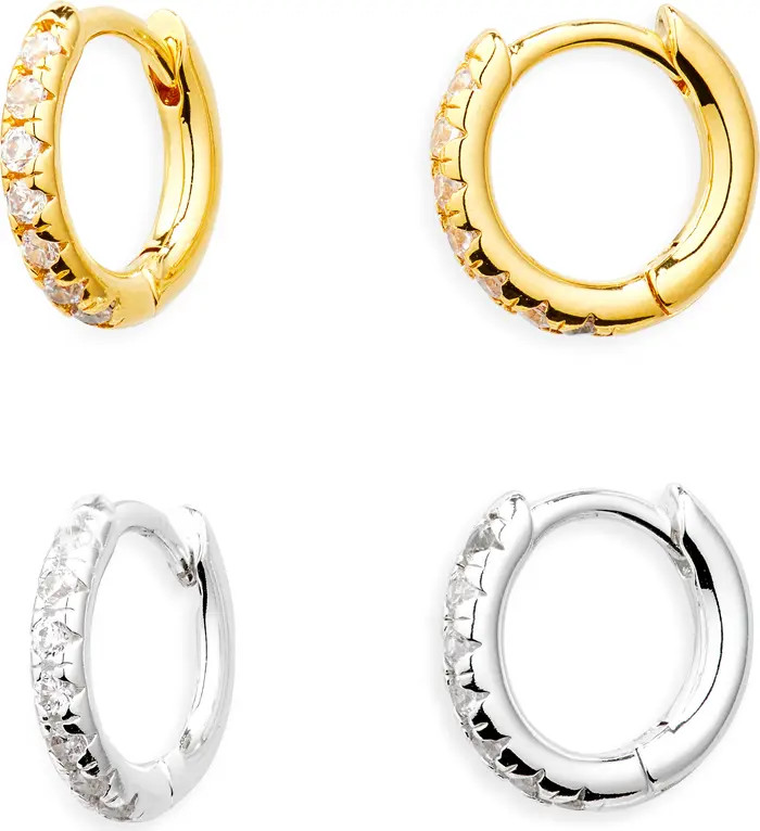 Nordstrom Set of 2 Demi Fine Pavé Huggie Hoop Earrings | Nordstrom | Nordstrom