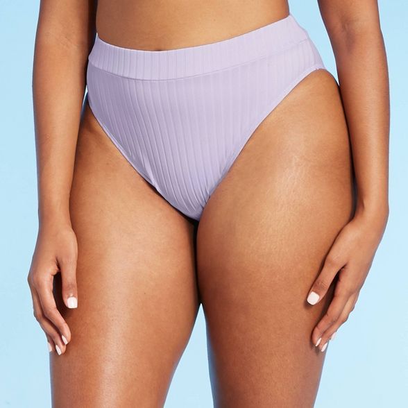 Juniors' Ribbed High Leg High Waist Bikini Bottom - Xhilaration™ Lilac | Target