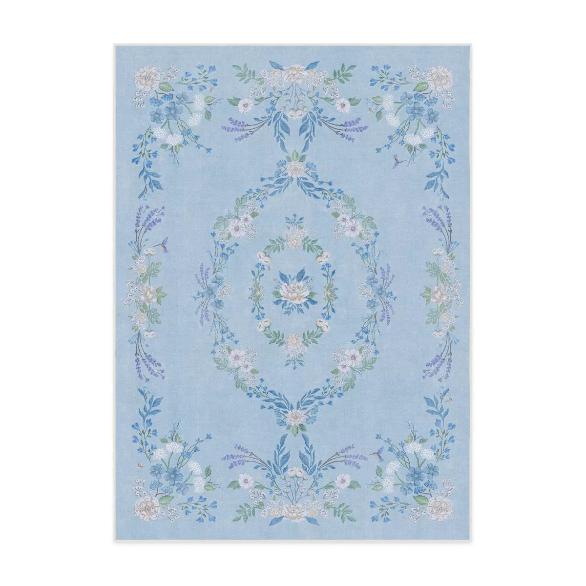 Ruggable Washable Bridgerton Aubrey Hall Garden Rug Blue | Target