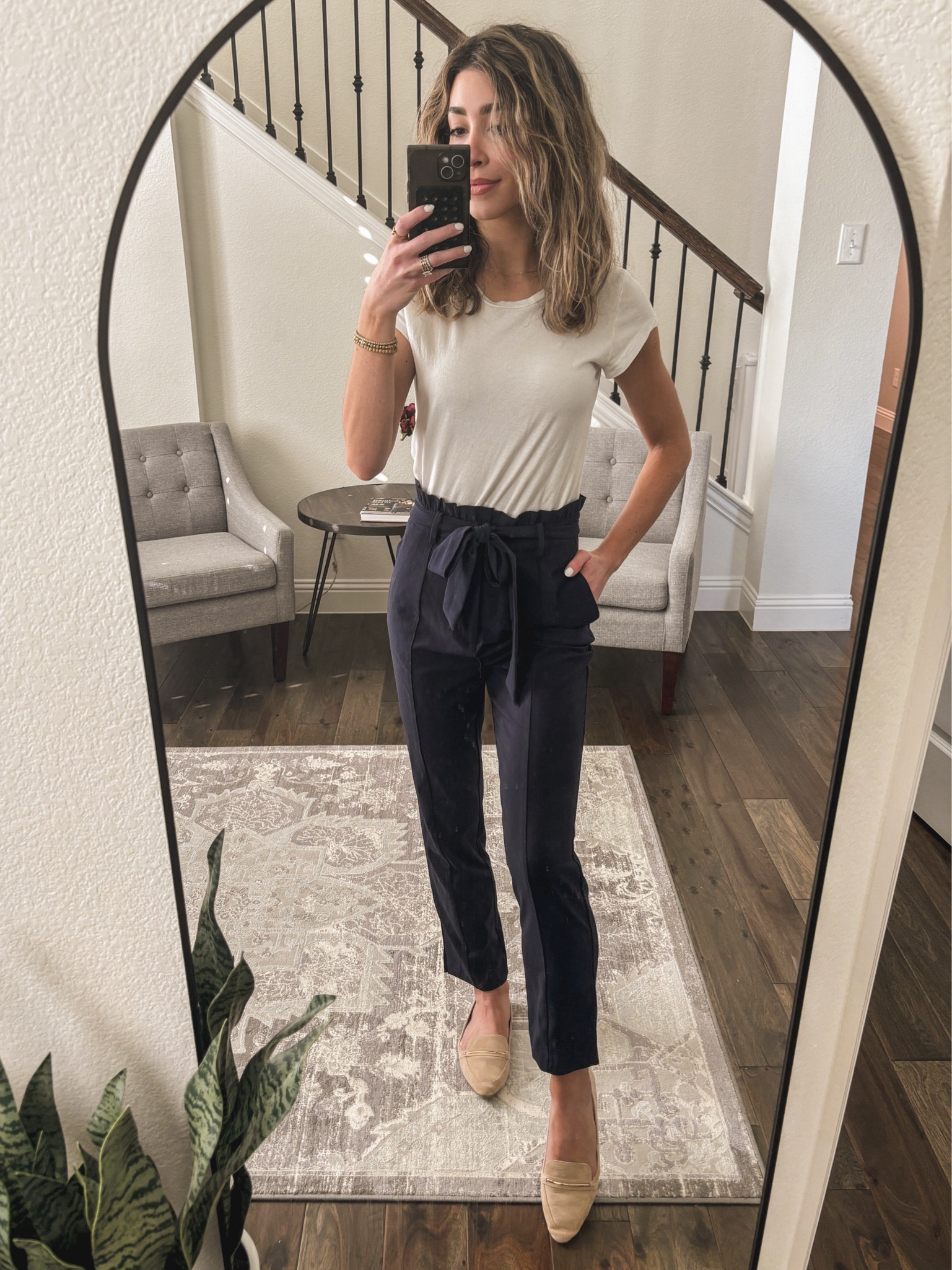 Church outfit 🫶🏼

Navy trousers, white fitted t shirt or bodysuit, ballet flats or loafers 

#LTKSpringSale #LTKstyletip #LTKsalealert