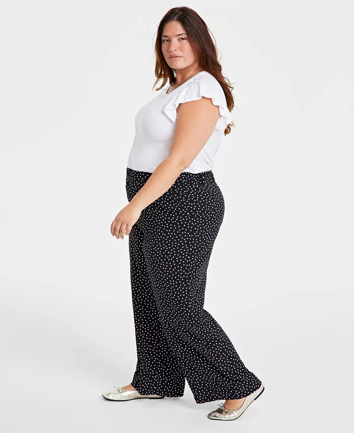 Trendy Plus Size Printed Wide-Leg Pants, Created for Macy's | Macy's
