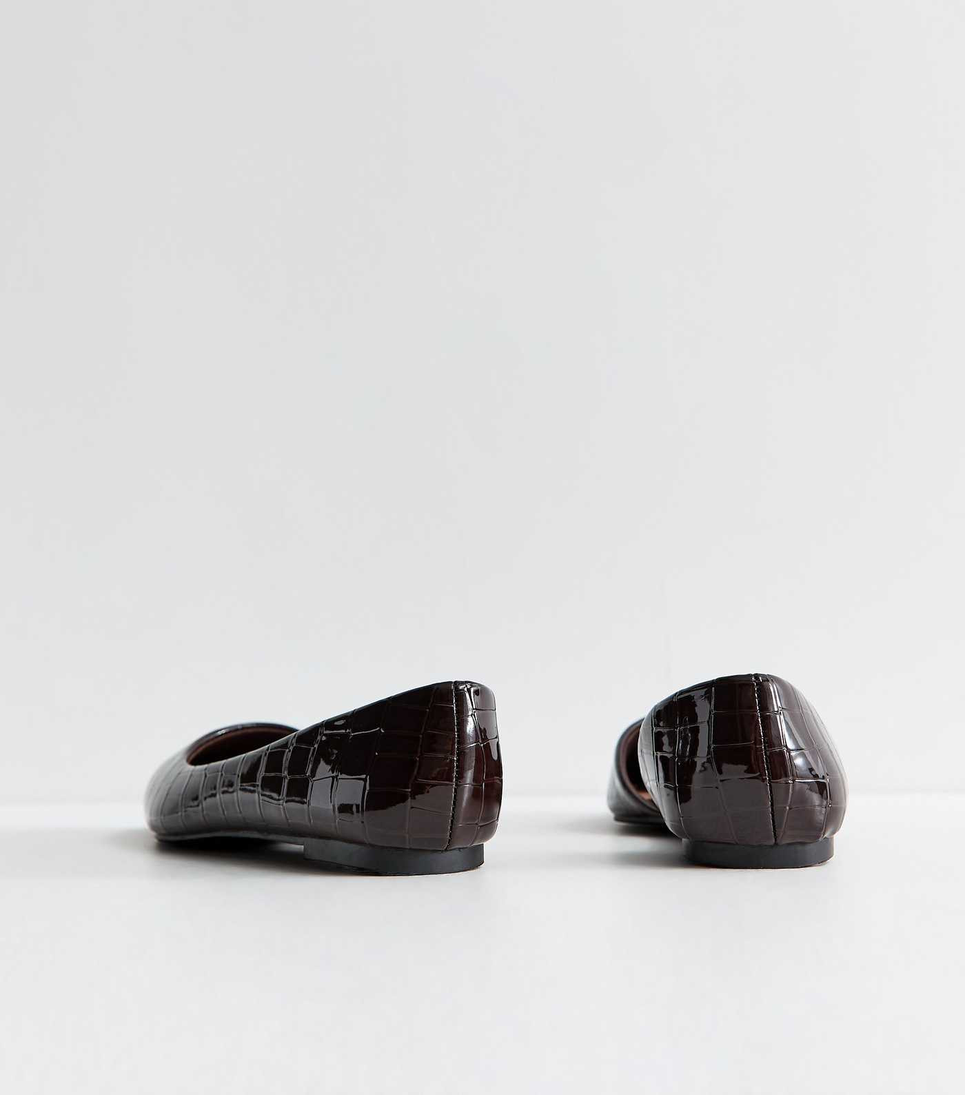 Dark Brown Faux Leather Croc Embossed Pointed Pumps | New Look | New Look (UK)