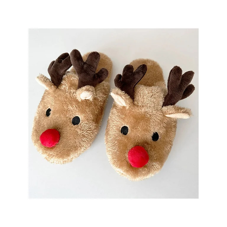 SIMANLAN Boys Girls Warm Shoes Fuzzy Animal Slipper Christmas Plush Slippers Women Men Lightweigh... | Walmart (US)
