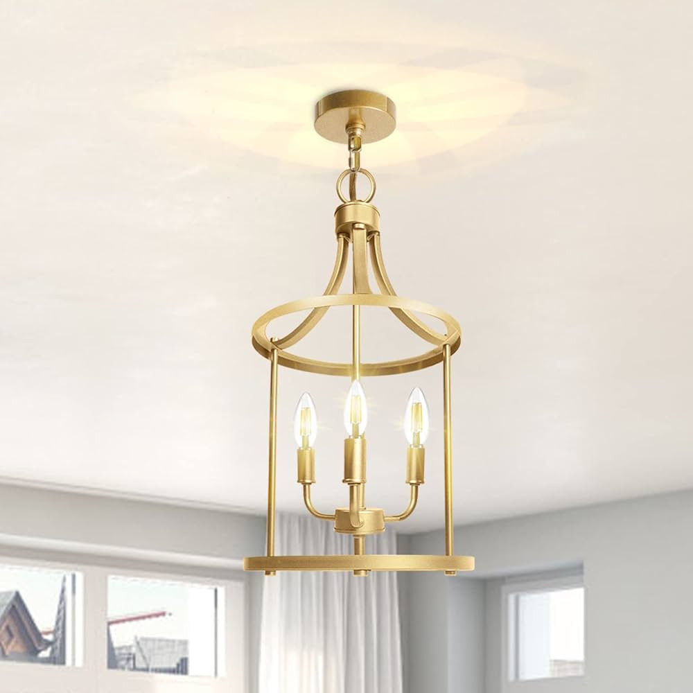 PARTPHONER Chandelier Pendant Light Fixture, 3 Light Farmhouse Gold Chandelier Pendant Lighting, ... | Amazon (US)
