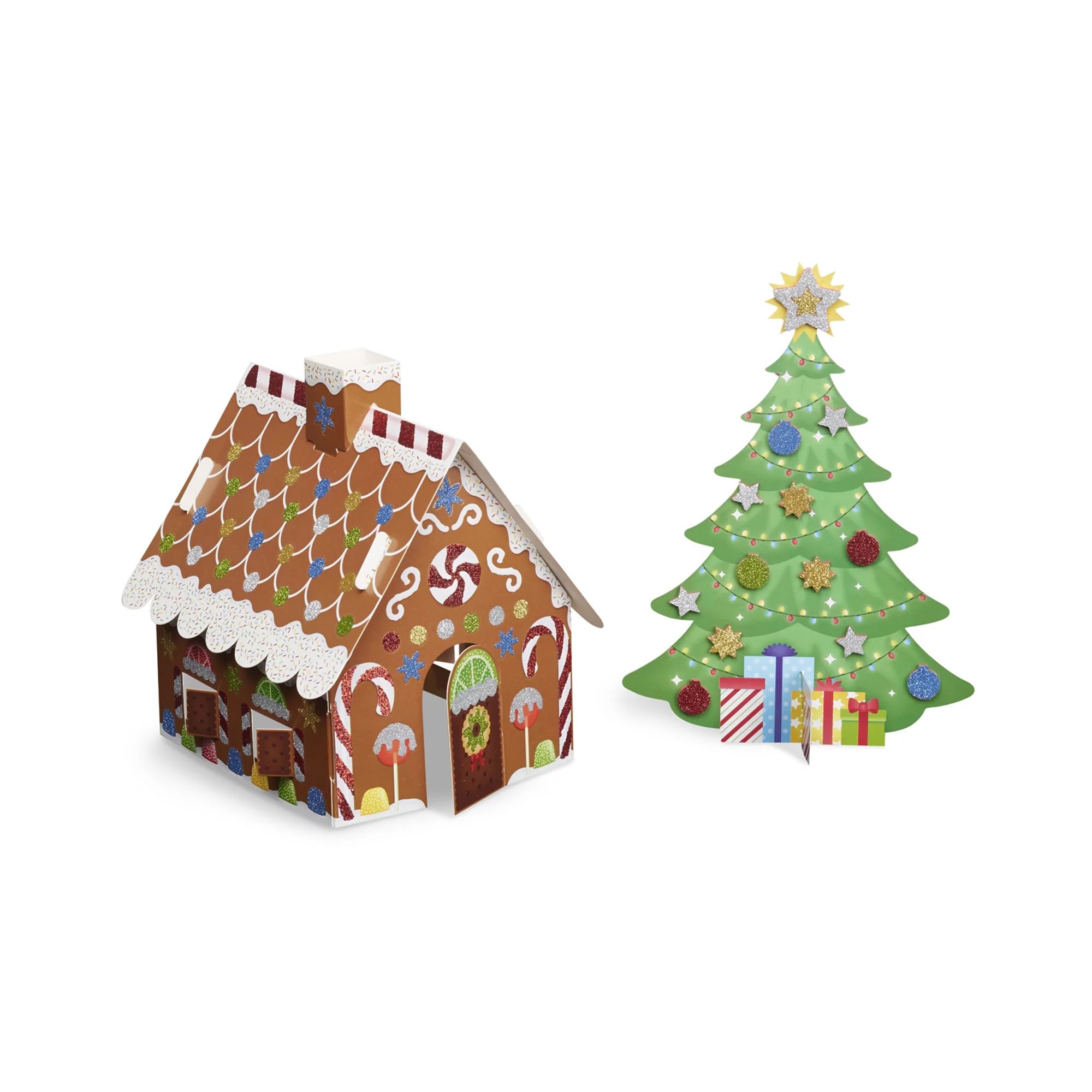 Melissa & Doug Mess-Free Glitter Christmas Tree and Gingerbread House | Walmart (US)