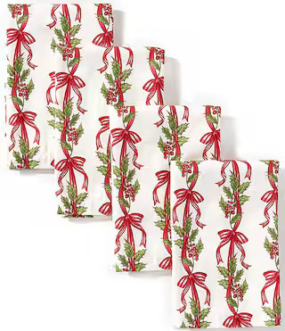 Southern Living Sweet Christmas Collection Red Bow Poinsettia Print Napkins, Set of 4 | Dillard's | Dillard's