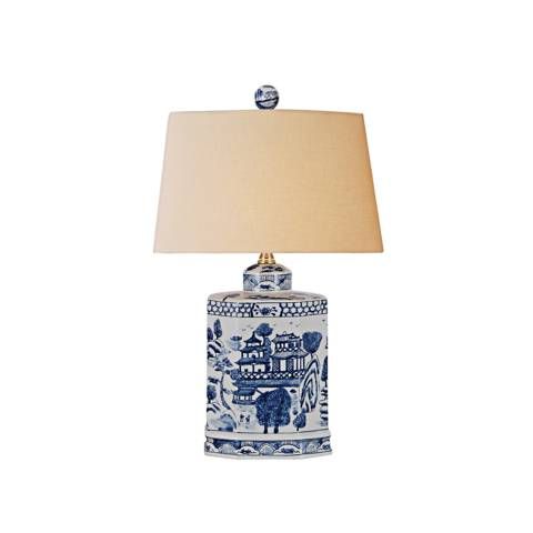 Katanara 19"H Blue and White Porcelain Accent Table Lamp | LampsPlus.com