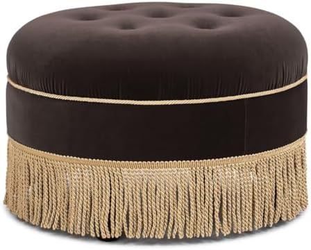 Jennifer Taylor Home Yolanda 24" Round Upholstered Accent Ottoman, Deep Brown Performance Velvet | Amazon (US)