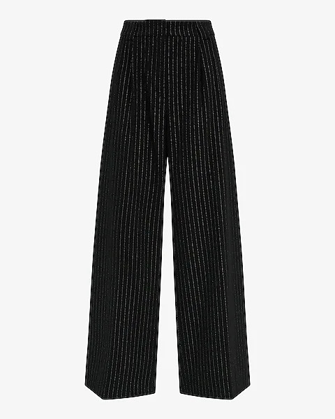 Metallic Pinstripe High Waisted Relaxed Trouser | Express