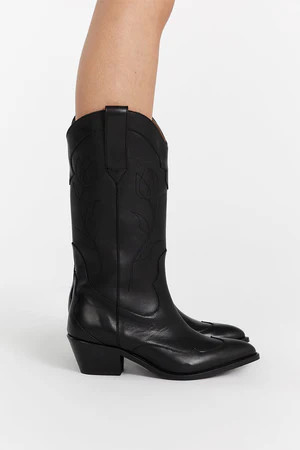 ALOHAS LIBERTY BLACK LEATHER BOOTS | DISSH