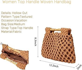 Women Straw Woven Mesh Handbag Bamboo Handbag Trendy Summer Travel Seaside Beach Vacation Totes B... | Amazon (US)