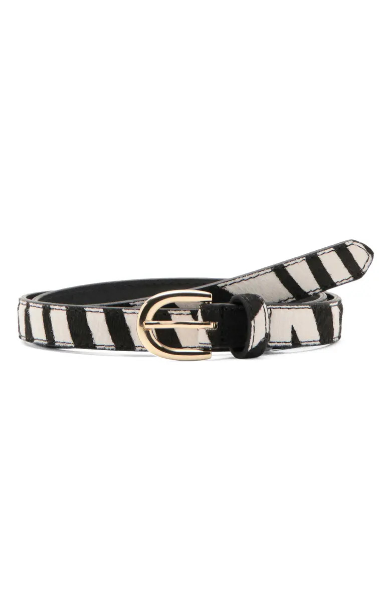 MANGO Animal Print Calf Hair Belt | Nordstrom | Nordstrom