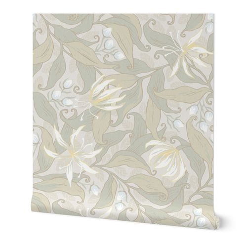 Gloriosa Neutral Linen-textured | Spoonflower