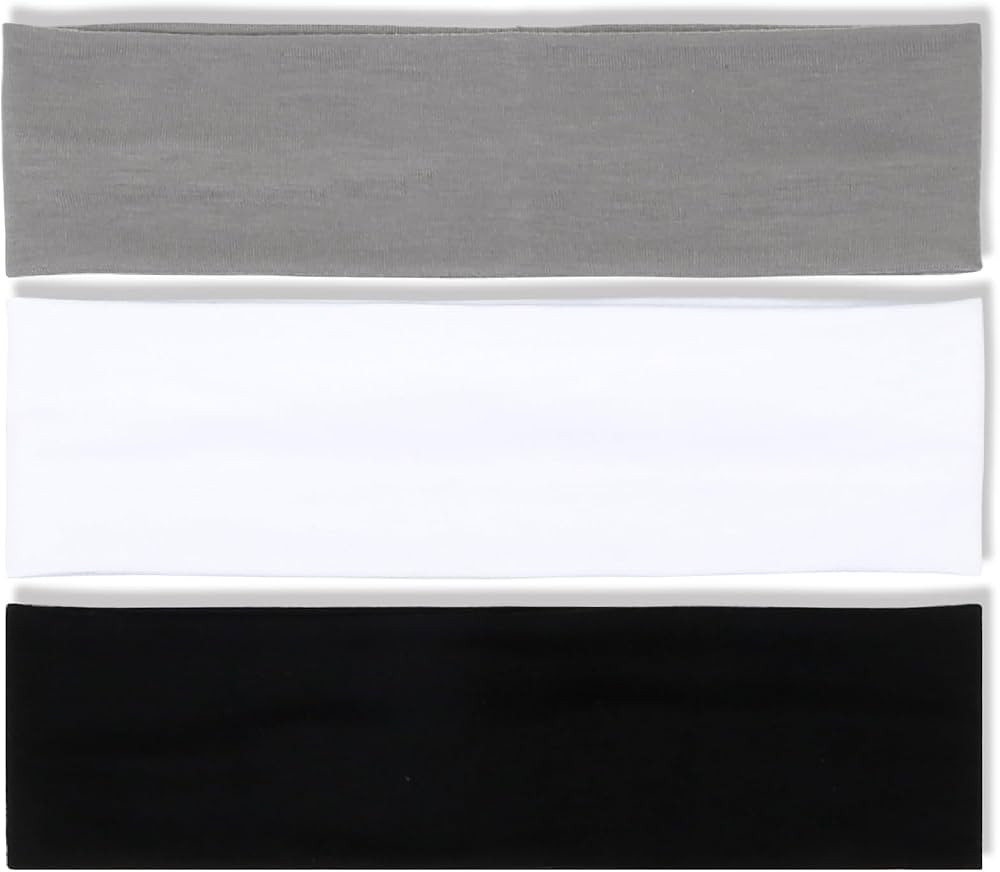 Women's Thick Stretchy Sweat Headbands in White and Black for Yoga, Workout, and Everyday Wear - ... | Amazon (US)