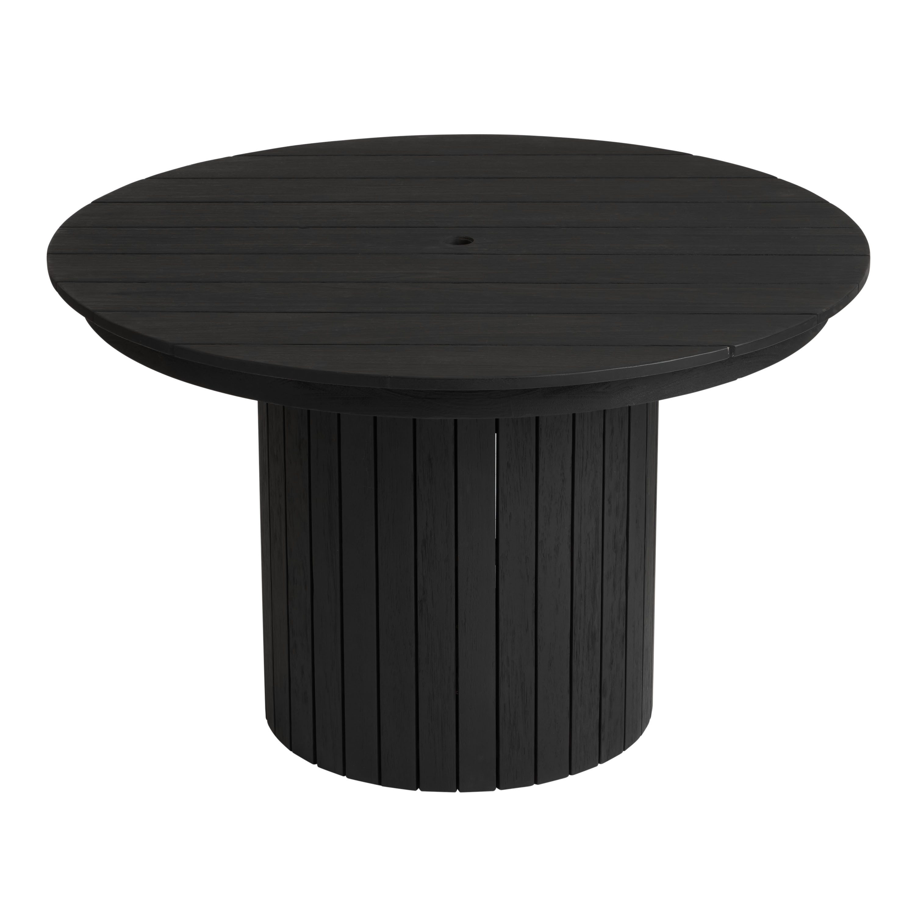 Havana Round Charcoal Black Slatted Eucalyptus Dining Table | World Market