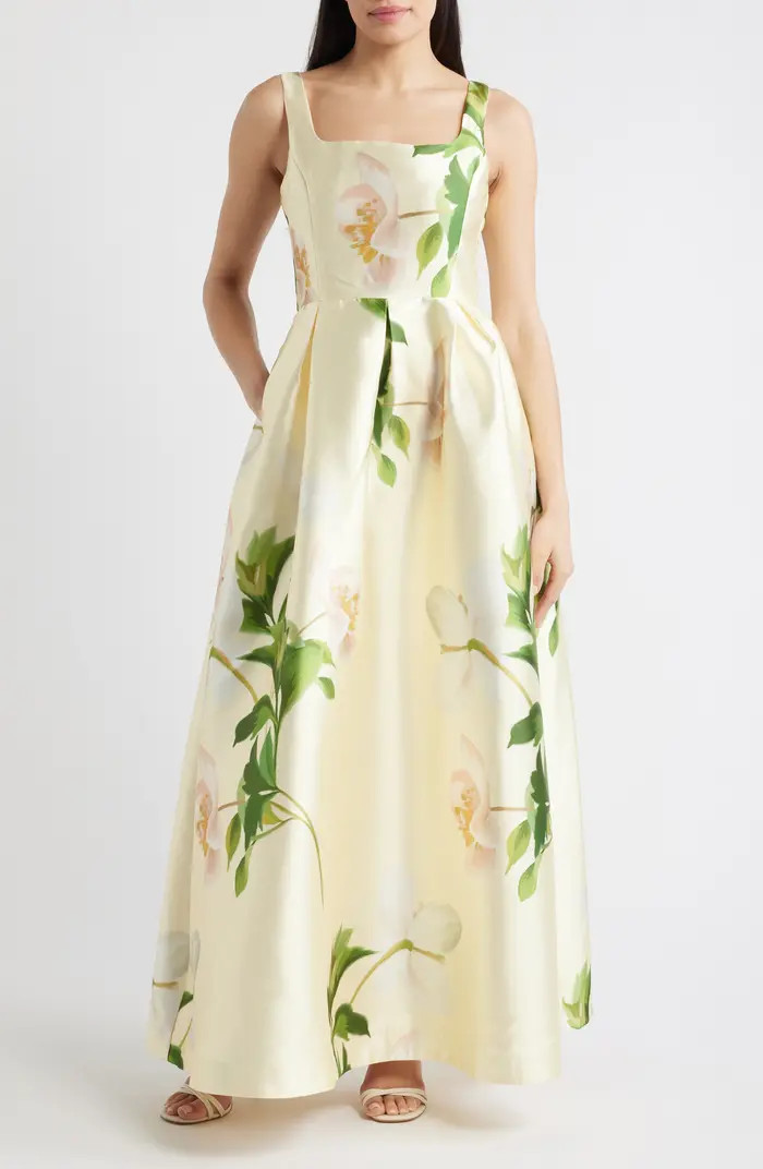 Floral Mikado Fit & Flare Gown | Nordstrom
