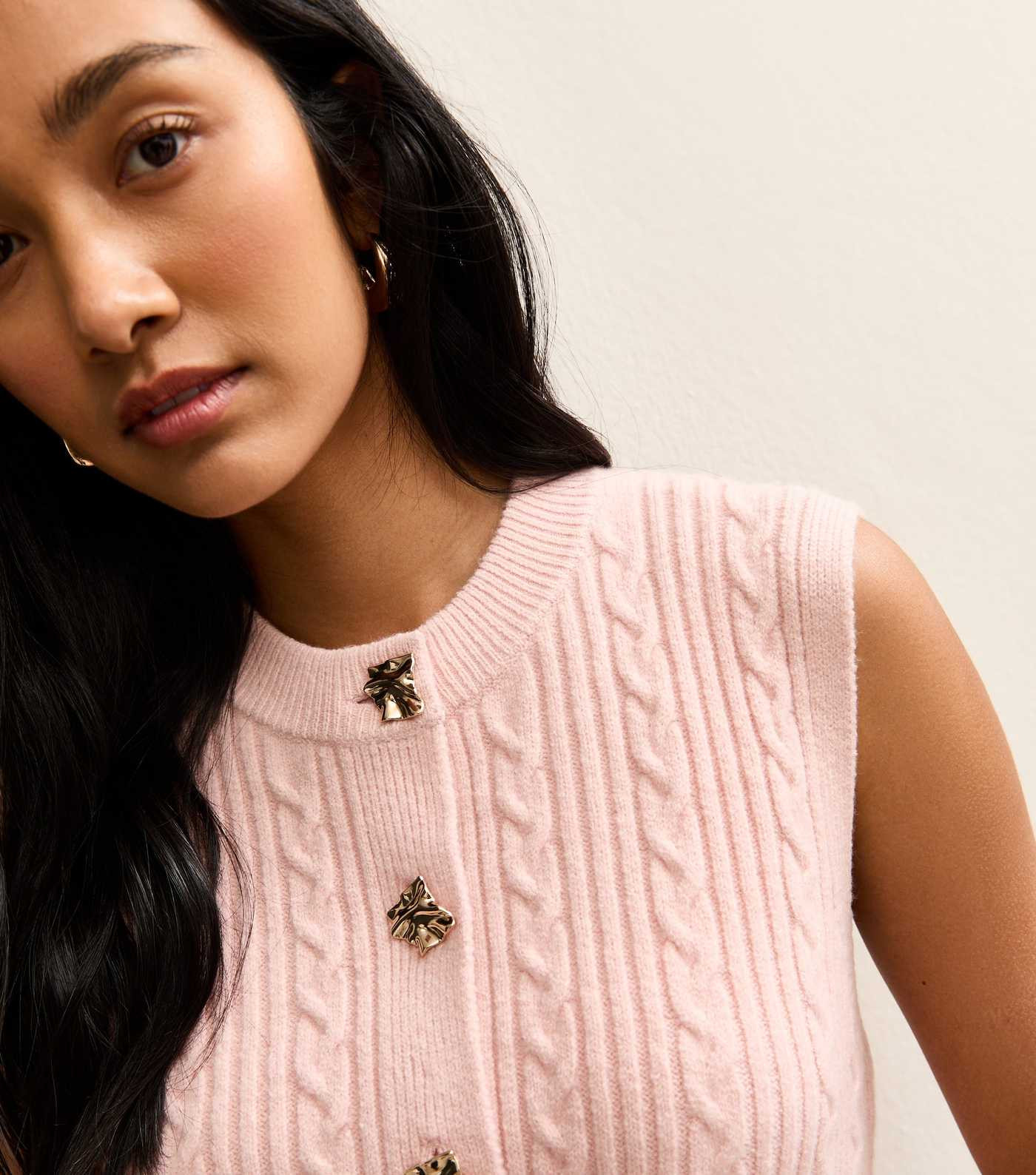 Light Pink Cable Knit Waistcoat | New Look | New Look (UK)