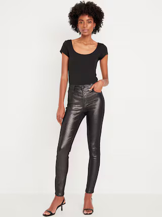 High-Waisted Shine Rockstar Super-Skinny Jeans | Old Navy (US)