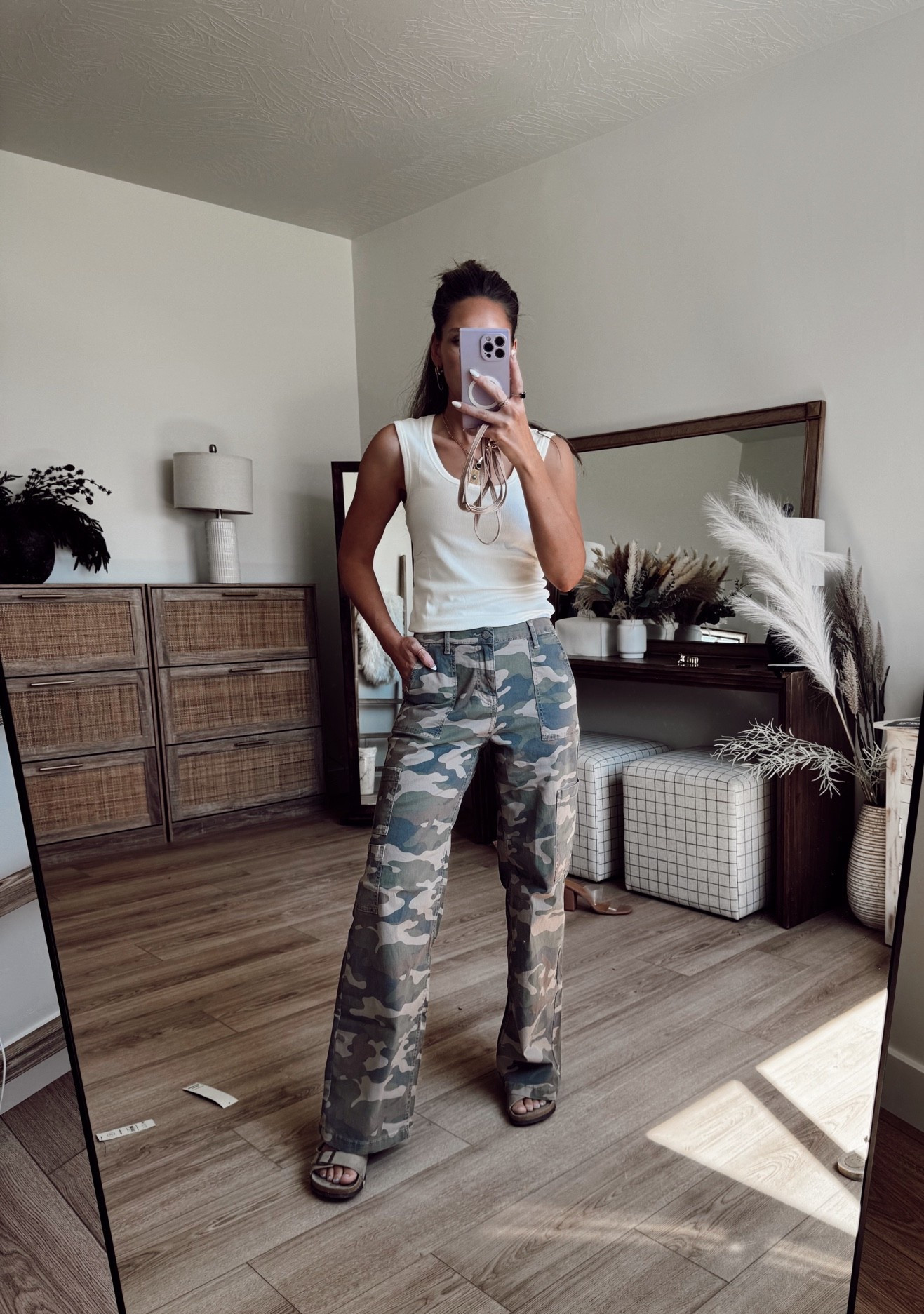 One of those easy fall basics I keep bringing back: relaxed, wide leg cargos, real pockets, and an outfit that works now and later with layers. I am wearing size small in camo! @Walmart #walmartfashion #cargopants #falloutfits #affordablefashion