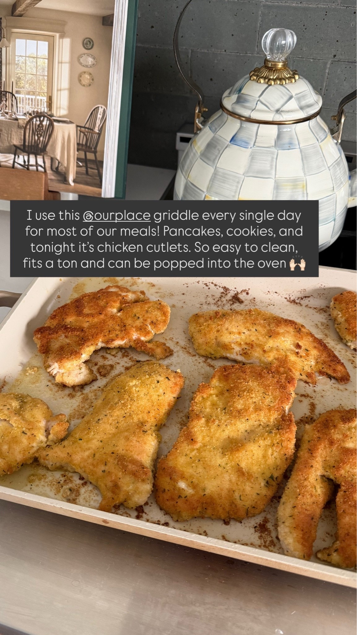 I use this @ourplace griddle every single day for most of our meals! Pancakes, cookies, and tonight it’s chicken cutlets. So easy to clean, fits a ton and can be popped into the oven 🙌🏻 Sharing the other cookware that we use most often — a must for entertaining season!

#LTKHome #LTKmomlife #LTKdayinmylife