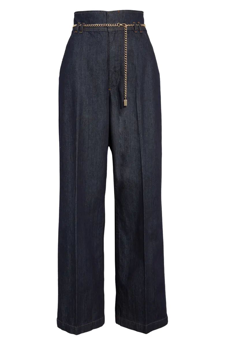 Belted High Paperbag Waist Wide Leg Jeans | Nordstrom