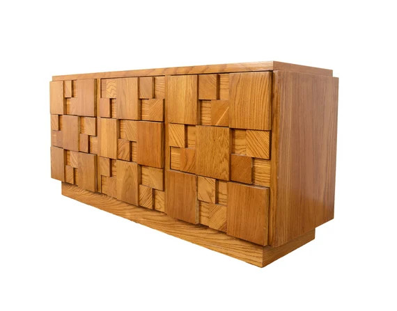 Lane Long Oak Dresser Brutalist Paul Evans Inspired Mid | Etsy | Etsy (US)