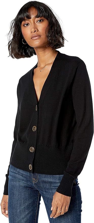 The Drop Women's Daniela Boxy V-Neck Fine Jersey Cardigan Sweater | Amazon (US)
