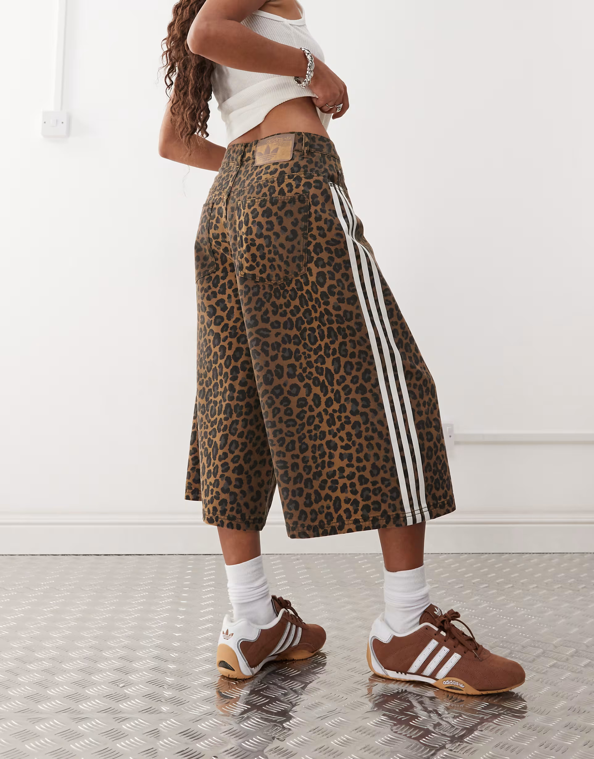 adidas Originals denim jorts in leopard print - MULTI | ASOS (Global)