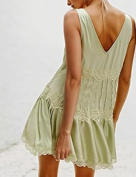 People Free Dupes, People Free Mini Dress Womens Lace Dress Slip V-Neck Summer Y2k Ruffle Hem Flo... | Amazon (US)